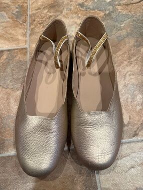 Elephantito Gold Metallic Ballet Flats with Glitter Strap size 3